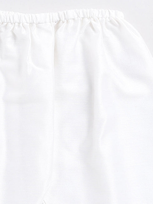 Girl's' White Chanderi Ethnic Combo Set